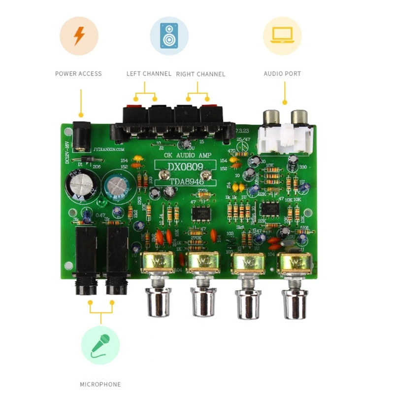 TDA 8944/8946 Chips Stereo High Power DIY Speaker Amplifier Board DC 12V-2A Equipped with Dual Filter Capacitors