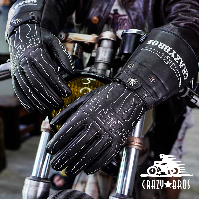 

Crazybros Winter Warm Waterproof Motorcycle Gloves For Harley Driving Gloves Retro Motorcycle Extended Touch Screen Gloves