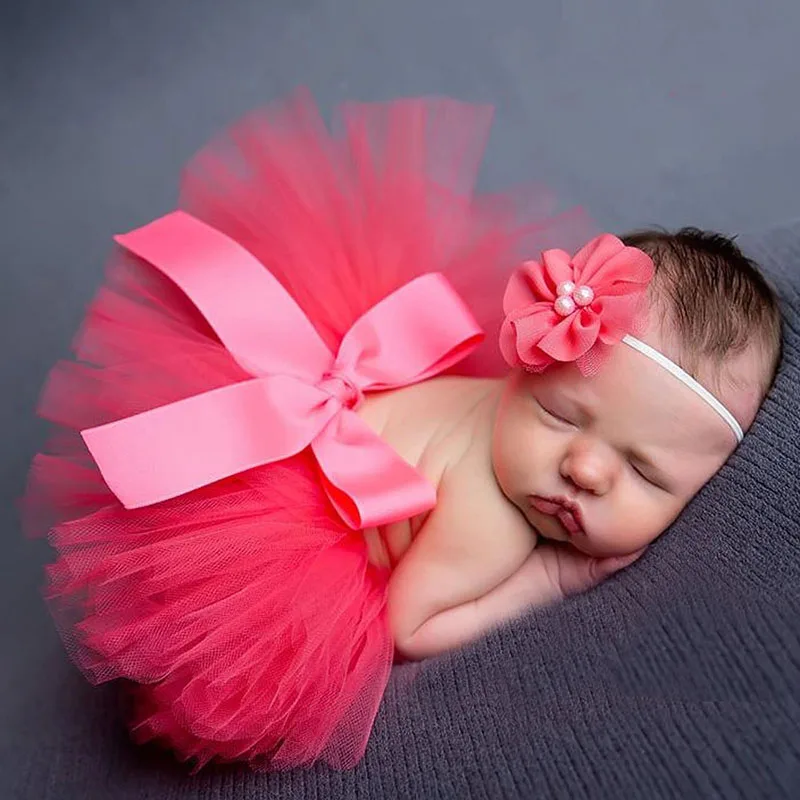 Pale Pink Baby Tutu Skirt and Headband Set Newborn Photography props Infant Cake Smash Tutus Outfit Shower Gift