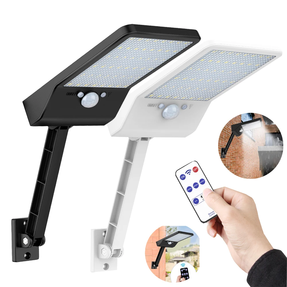 

48 LED Solar Powered Wall Light PIR Motion Sensor Street 3Modes IP65 Waterproof Lamp remote control rotable bracket