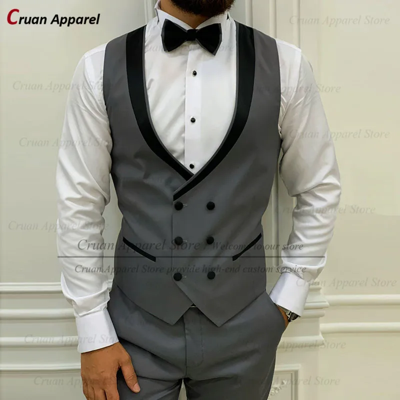 

2021 New Men's Slim Fit Formal Suit Vest Solid Color Causal Double Breasted U-neck Business Waistcoat Sleeveless Jacket Tuxedo