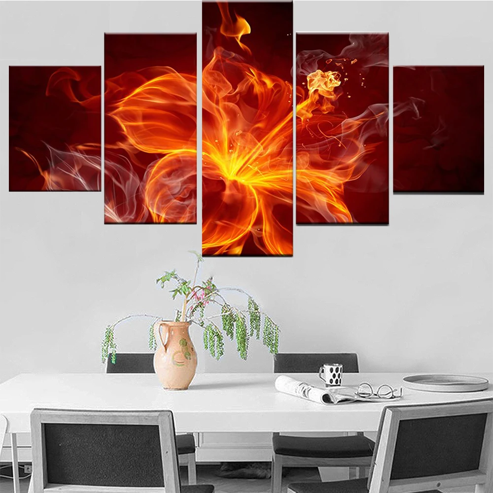 

5 Pieces Wall Art Canvas Painting Abstract Flowers Poster Home Decoration Modular Pictures Modern Living Room Bedroom Framework