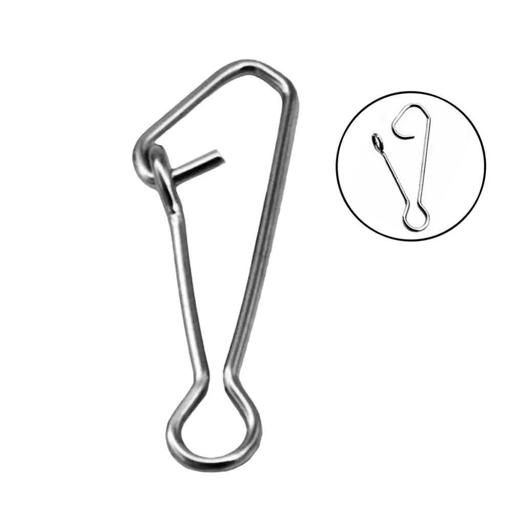 50-100pcs/box Stainless Steel Fishing Bearing Interlock With Hooked Snap Fishing Hook Connector Tackle Lure Fisng Line Tool