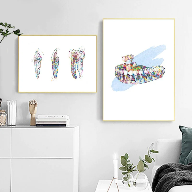 Tooth Anatomy Print Dental Posters Hygienist Gift Medical Art Canvas Painting Picture Doctors Office Wall Art Decor