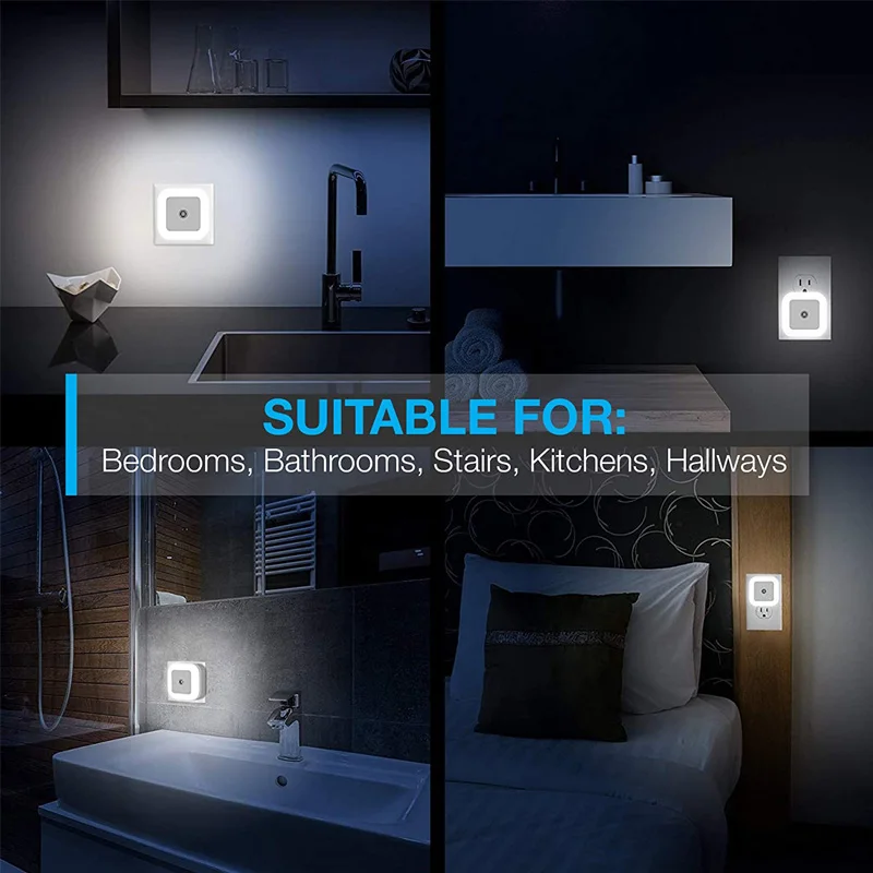 Imagem -06 - Smart Led Night Light Sensor Lamp Crepúsculo ao Amanhecer Nightlight para Quartos Banheiros Escadas Corredores Lâmpadas de Poupança