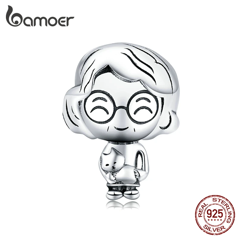 bamoer Family Collection Grandparents Real 925 Sterling Silver Grandpa Metal Charm for Bracelet Beads Accessories BSC175