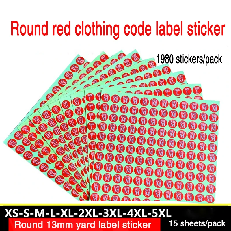 Brand New Quality Clothes Circular Size Stickers Red Background White Letters Diameter Easy To Tear Off Quality Source Of Goods