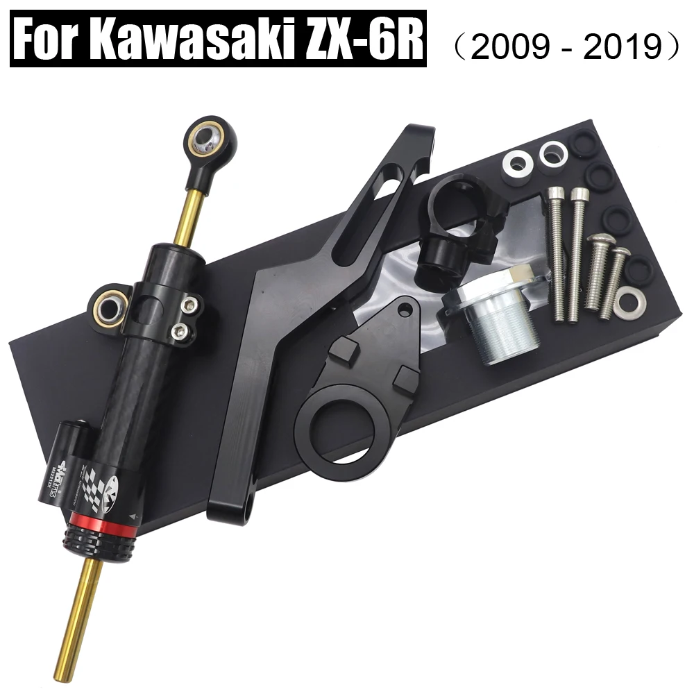 CNC Adjustable Motorcycle Linear Reversed Steering Damper with bracket Support For Kawasaki ZX6R 2009 - 2018 2019 2020 2022