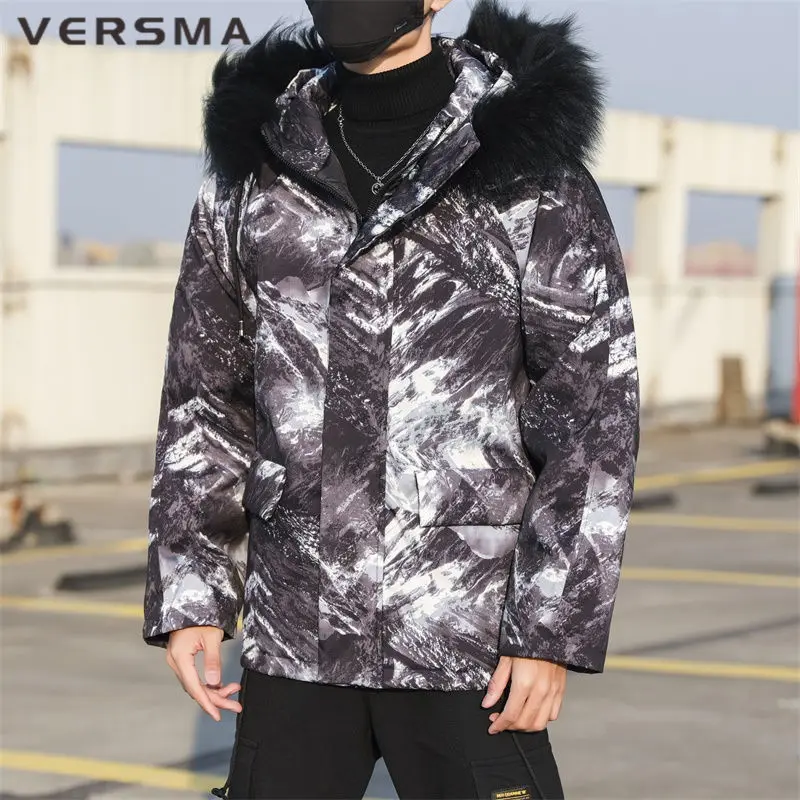 

VERSMA Korean Style Trendy Windbreaker Winter Jacket Coat Men Women Parka Hip Hop Streetwear Cotton Camouflage Print Parkas Men