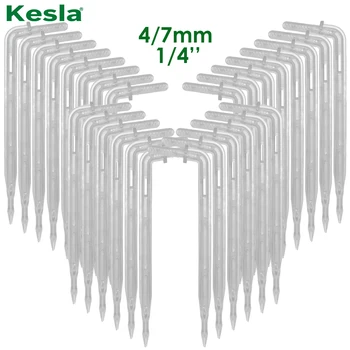 KESLA 50X Trasparente Piega Freccia 1/4 ''4/7mm Tubo Gocciolatore Emettitore di Gocciolamento Risparmio Idrico Sprinkler Giardino Micro Irrigazione Serra