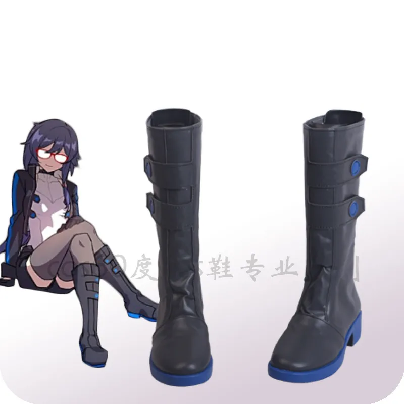 

Cosplay Honkai Impact 3 Fuka Black Boots Anime Shoe Cosplay Black Women High Boots A