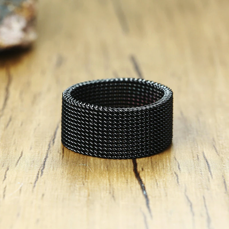 MENS MODERN STAINLESS STEEL MESH BAND RING MESH BAND FOR MEN WOMEN JEWELRY - Image 3