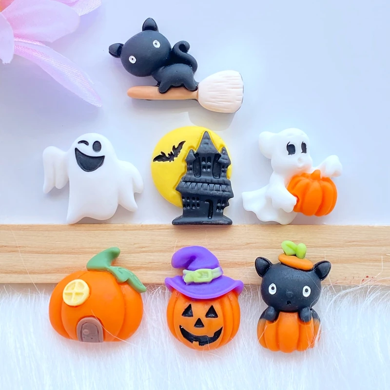 

14Pcs New Cute Halloween Animals Flat Back Resin Cabochons Scrapbooking DIY Jewelry Craft Decoration Accessorie Q79