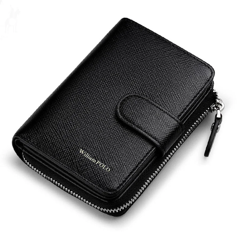 2020 new leather men's wallet multi function zipper card bag fashion business credit card photo clip driver's license Wallet