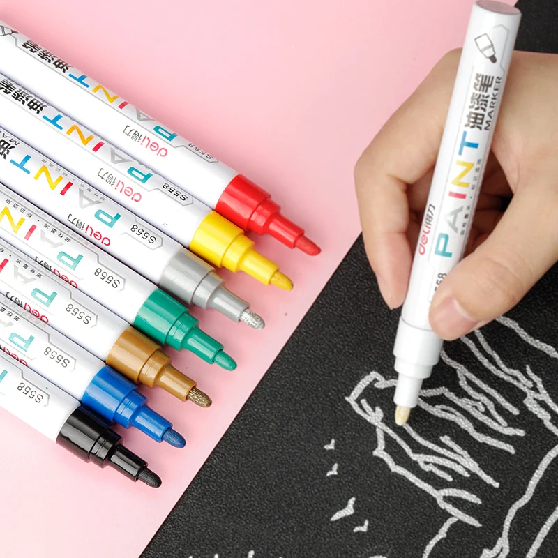 Paint Pen Waterproof Permanent Oily Paint Marker Pen Shoe Graffiti  Tires Pen CD Mark Metal Wood School Art Writing Tool