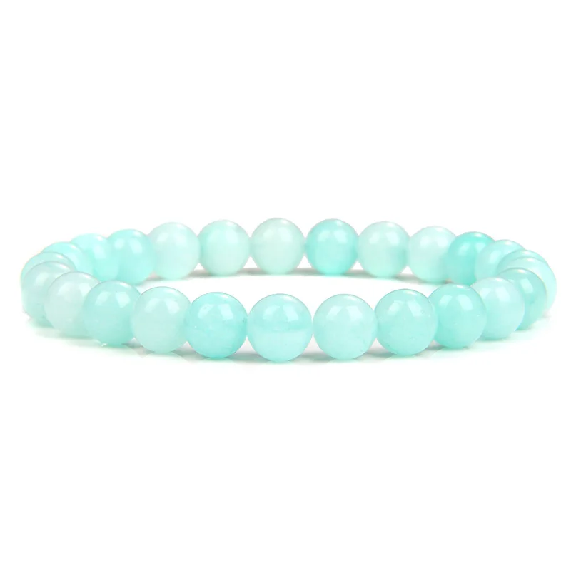 Blue Amazonite Stone Beaded Bracelets Women Men Jewelry Gem Stones Bracelet Lucky Yoga Meditation Reiki Gift Bracelets Wholesale