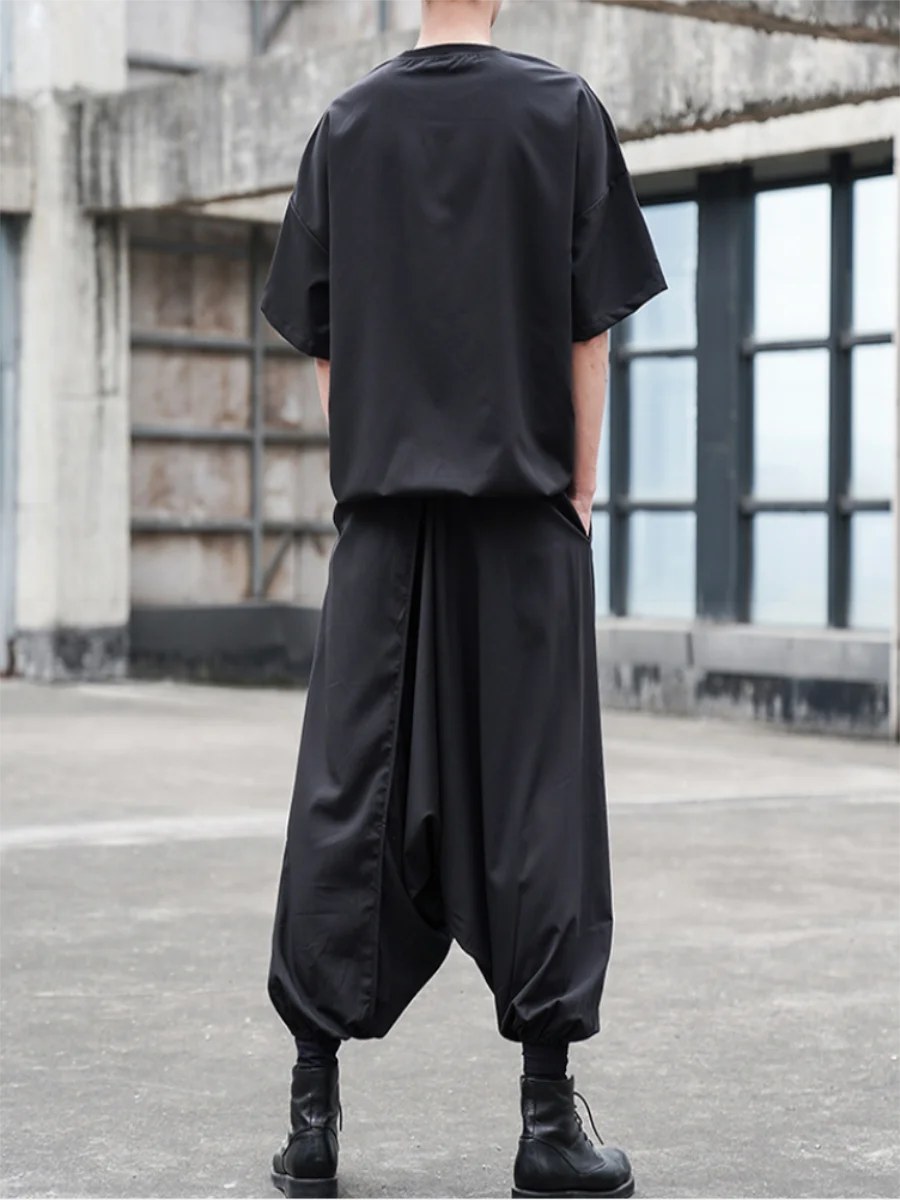 Original design abstinence sling pants dark Japanese loose-fitting feet cross-crotch men's casual pants