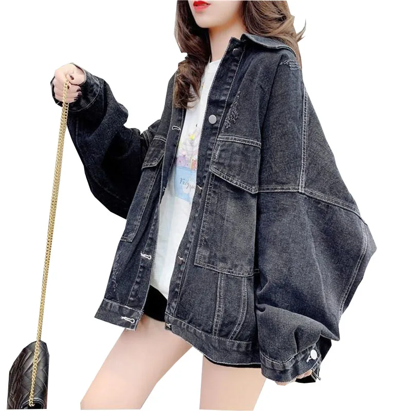 Casual Jeans jacket Women Clothes Oversized Jeans Denim Coat Vintage Coats Spring Fall 2023 New Jackets Female Solid outerwear