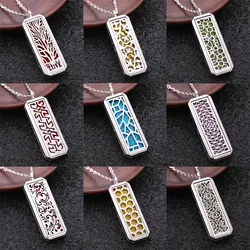 2024 Aromatherapy Jewelry Rectangle Stainless Steel Magnetic Pendant Perfume Essential Oil Locket Necklace Fashion Accessories