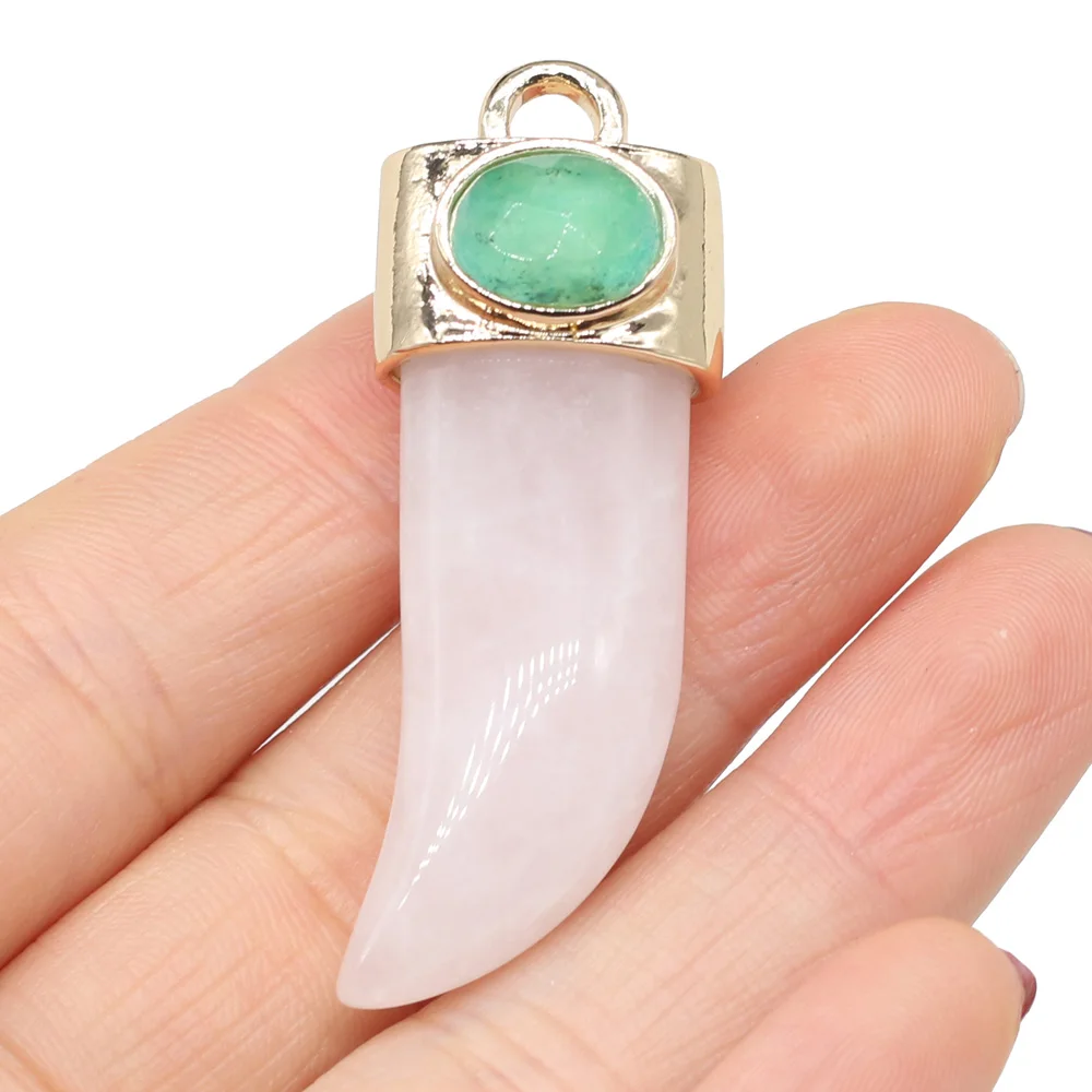 Natural Stone Pendants Ox Horn Shape Exquisite Agates Charms for jewelry making DIY necklace bracelet Earrings accessories