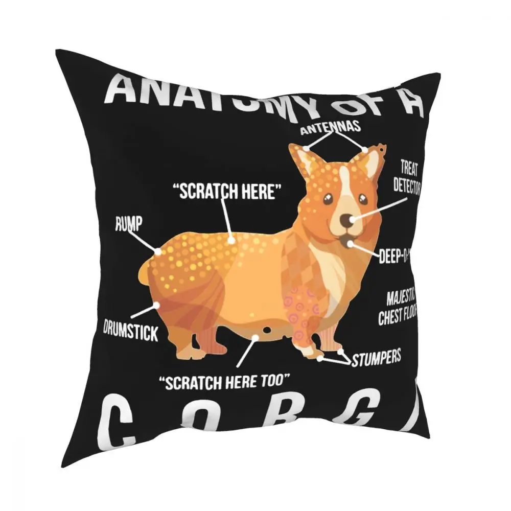 Corgi Dog Lover Square Pillow Case Cushions for Sofa Puppy Creative Pillowcase