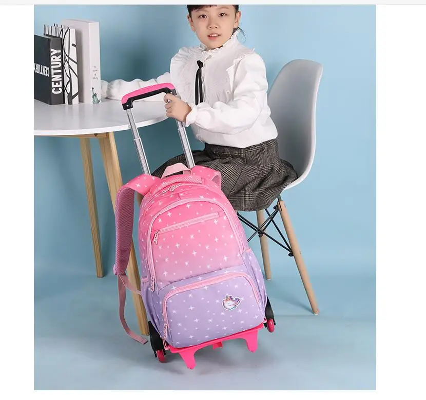 Mochila escolar con ruedas para niñas y niños, morral con ruedas