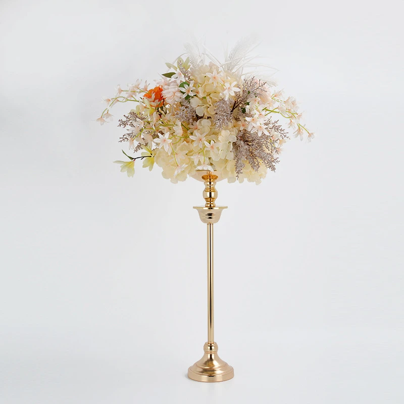 

Gold Vase Romantic Flowers Stand Metal Road Lead Wedding Table Centerpiece Flower Rack Event Party Decoration