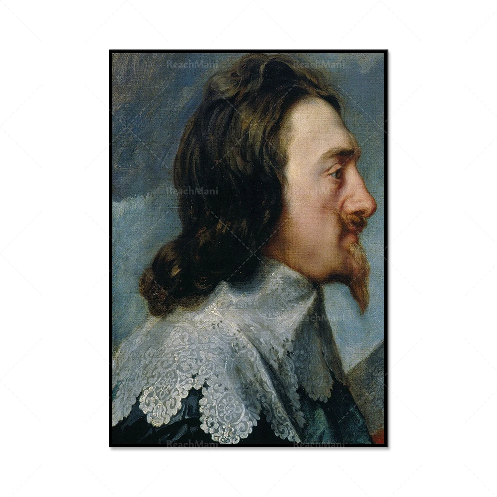 Anthony van Dyck-Charles I in Three Positions 1635, museum decoration exhibition poster, wall art canvas print