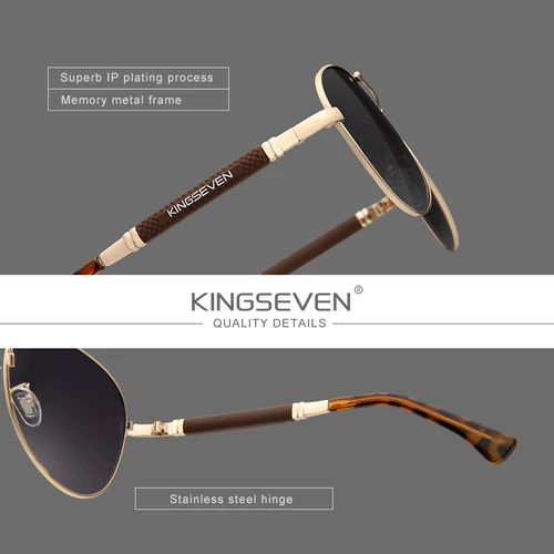 Imagen 2 del producto KINGSEVEN 2023 nueva tendencia de calidad de aleación de titanio gafas de sol polarizadas para hombres gafas de sol para mujeres gafas de espejo de piloto gafas de sol