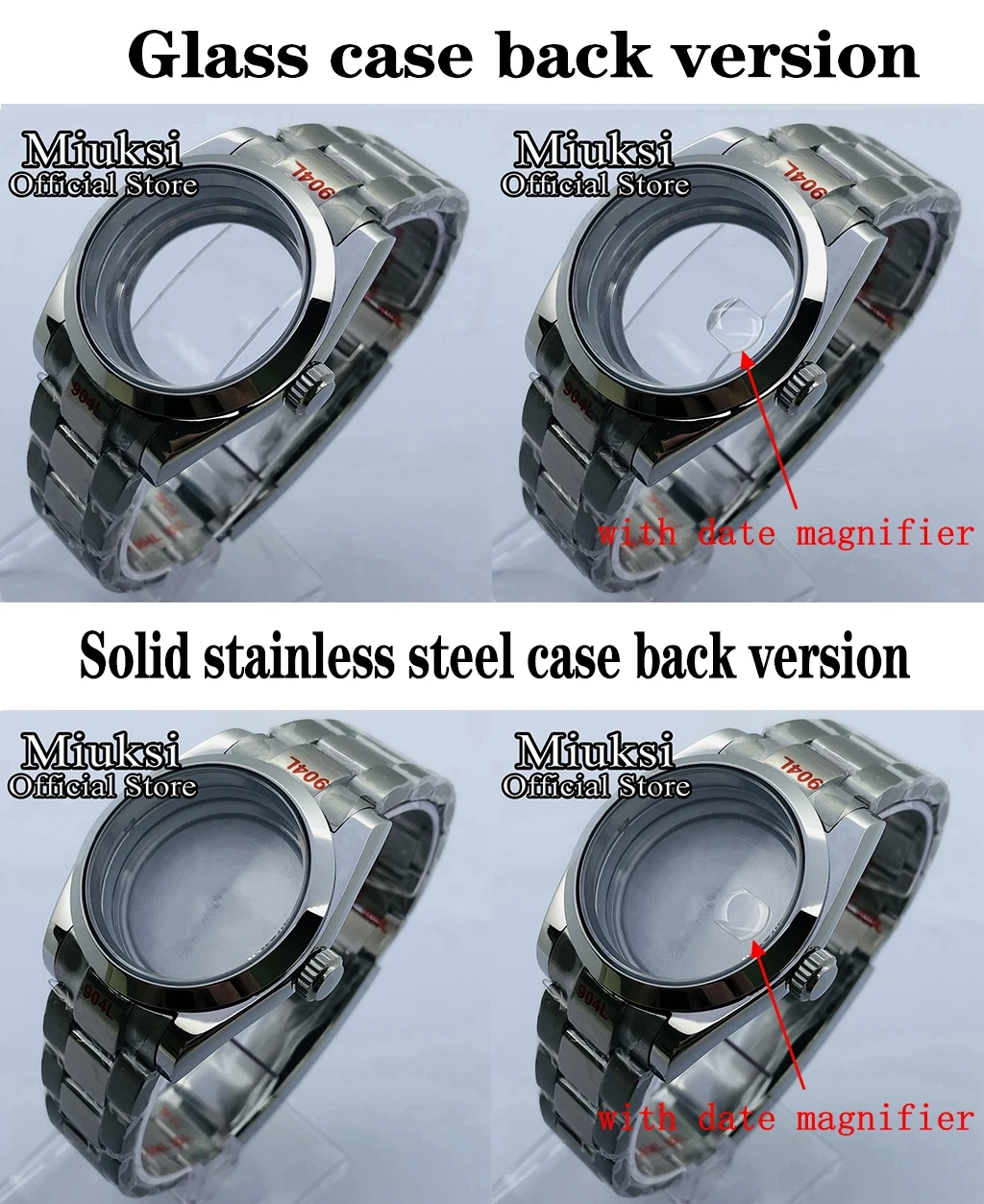 Miuksi 36mm/40mm silber fall saphirglas datum fit NH35 NH36 NH34 ETA2824 2836 Mingzhu DG2813 3804 miyota8205 8215 bewegung – Detail 1
