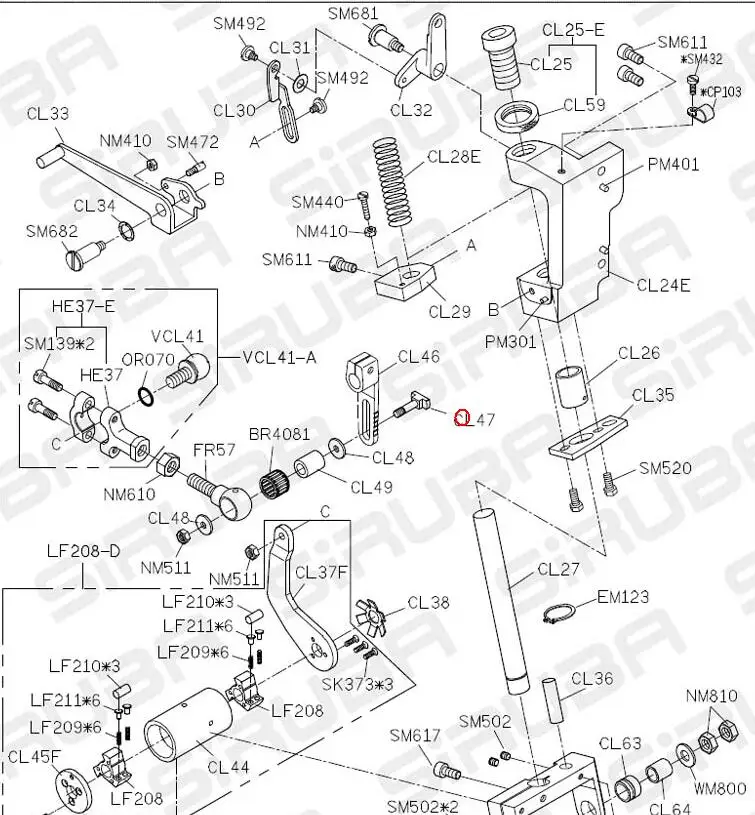 CL46 CL47 CL48 CL49 BR4081 CLOTH PULLER ADJUSTING SCREW USED FOR SIRUBA VC008 SEWING MACHINE SEWING MACHINE SPARE PARTS