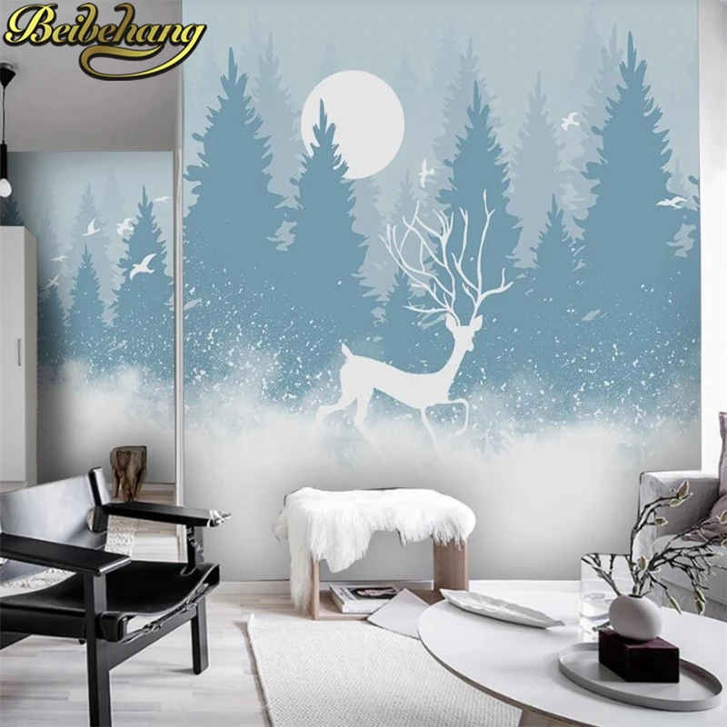 

beibehang papel de parede 3D photo wallpaper for living room sofa backdrop 3D flooring large Forest elk mural wallpaper