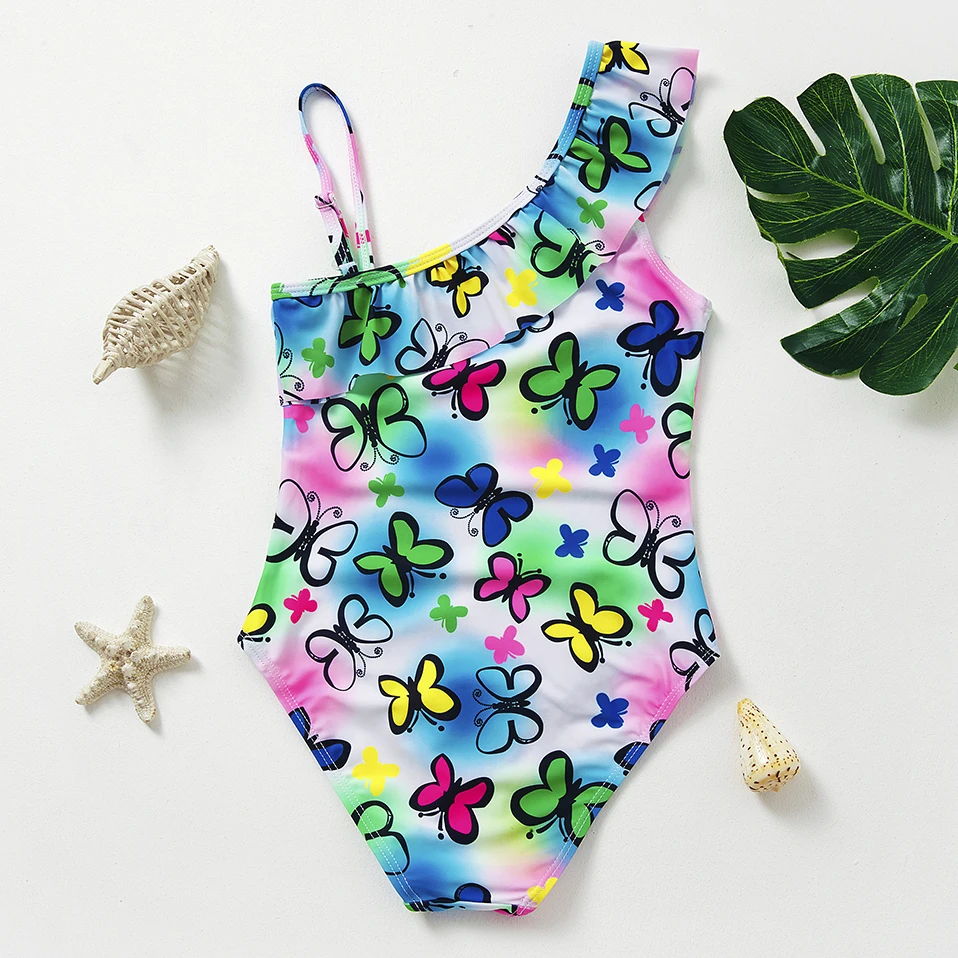 2-9Y Toddler Baby Girls swimwear one piece Girls swimsuit butterfly print Children Swimwear Girls Swimming outfit Beach wear