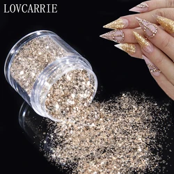 NEUE 10g Champagner Gold Glitter Nagel Pulver Pailletten Holographische Shiny Mischung Dip Pulver Flakes Nail art Pigment Pailletten für nägel