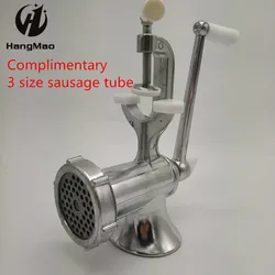 NO.10 Manual Meat Grinder Mincer Silver Aluminum Alloy Hand Crank Meat Mincer Household Hand Grinder Sausage Stuffer Kitchen