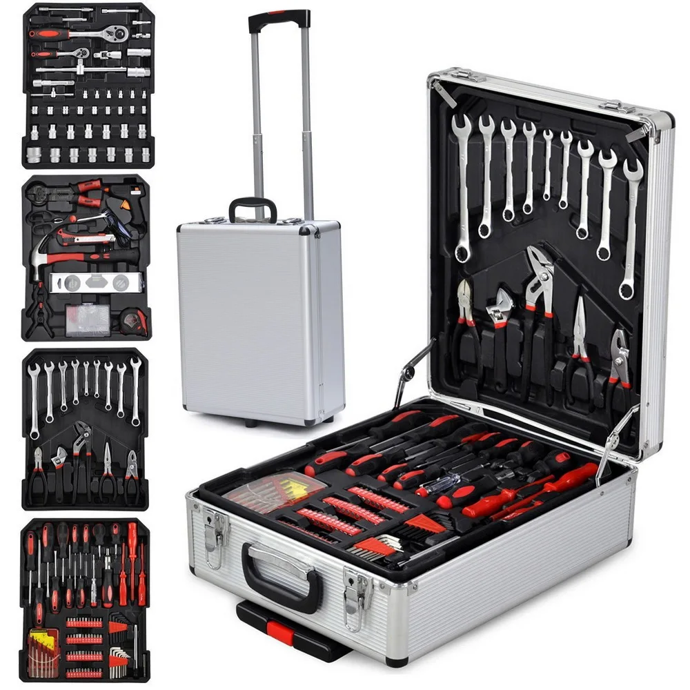 799pcs  Aluminum Trolley Case Tool Set Silver US  warehouse  In S tock