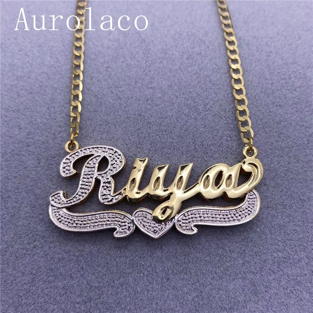 Imagem -05 - Aurolaco Nome Personalizado Colar com Coroa de Prata Personalizado Cor de sob o Coração 3d Placa de Identificação Colar para Presentes Femininos Aço Inoxidável