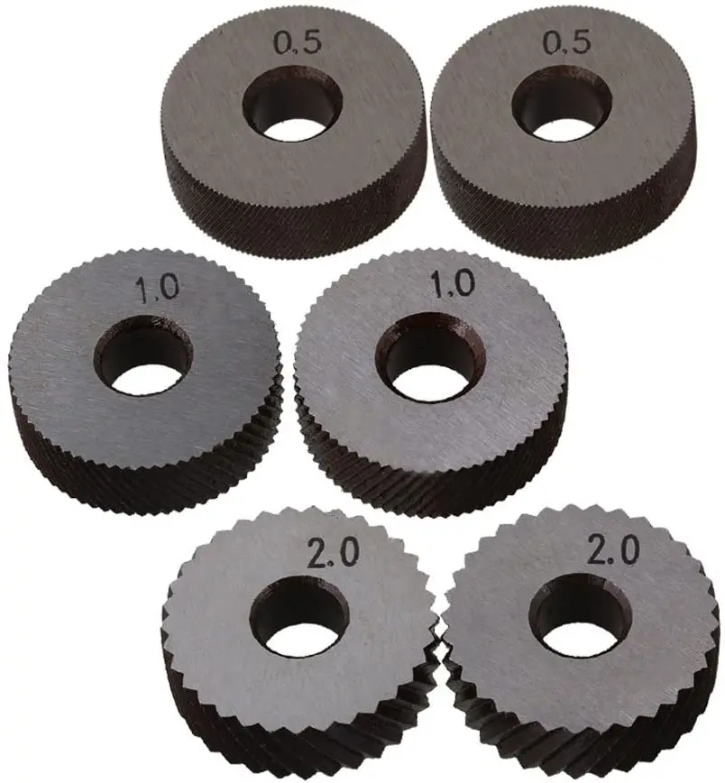 6PCS Reticulated Knurling Knife 0.5mm 1.0mm 2.0mm HSS Inner Hole Embossing Wheel +1PCS  Steel Lathe Tool Holder Hob