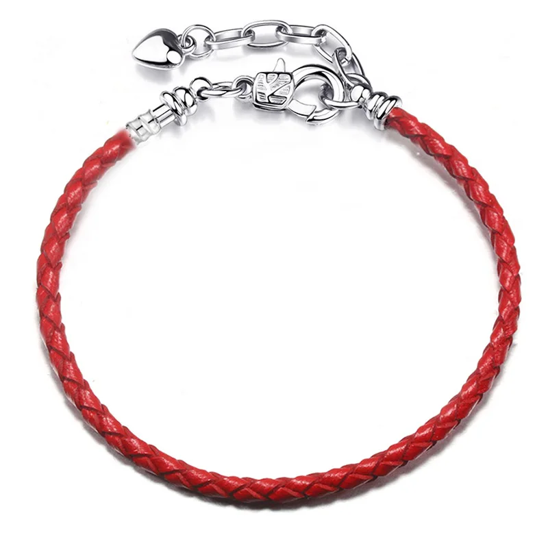 Fit Original Fashion Brand Pan Charms Bracelet for Women Genuine Leather Chain Basic Pulseras DIY Beads Fine Jewelry Accessories