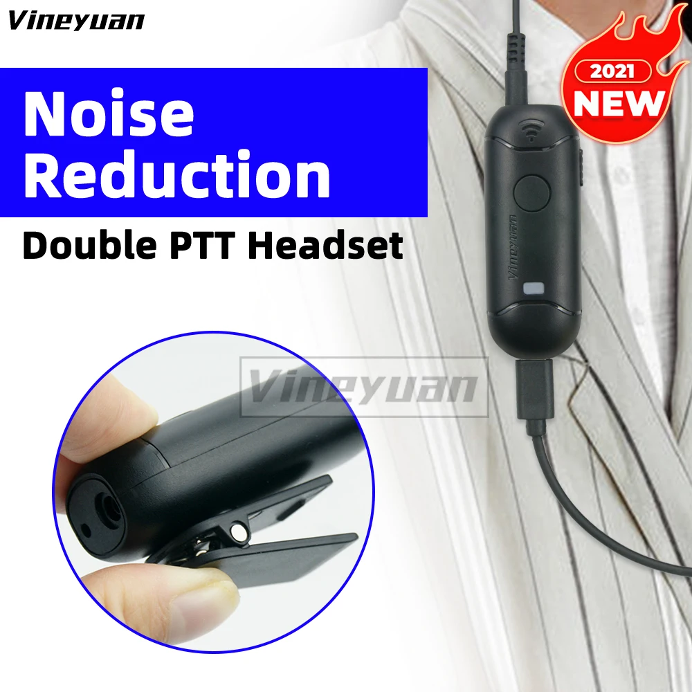 

Noise Reduction Double PTT Headset Walkie Talkie Universal K Plug Ear-mounted Headphone for Baofeng UV-5R Kenwood Retevis HYT