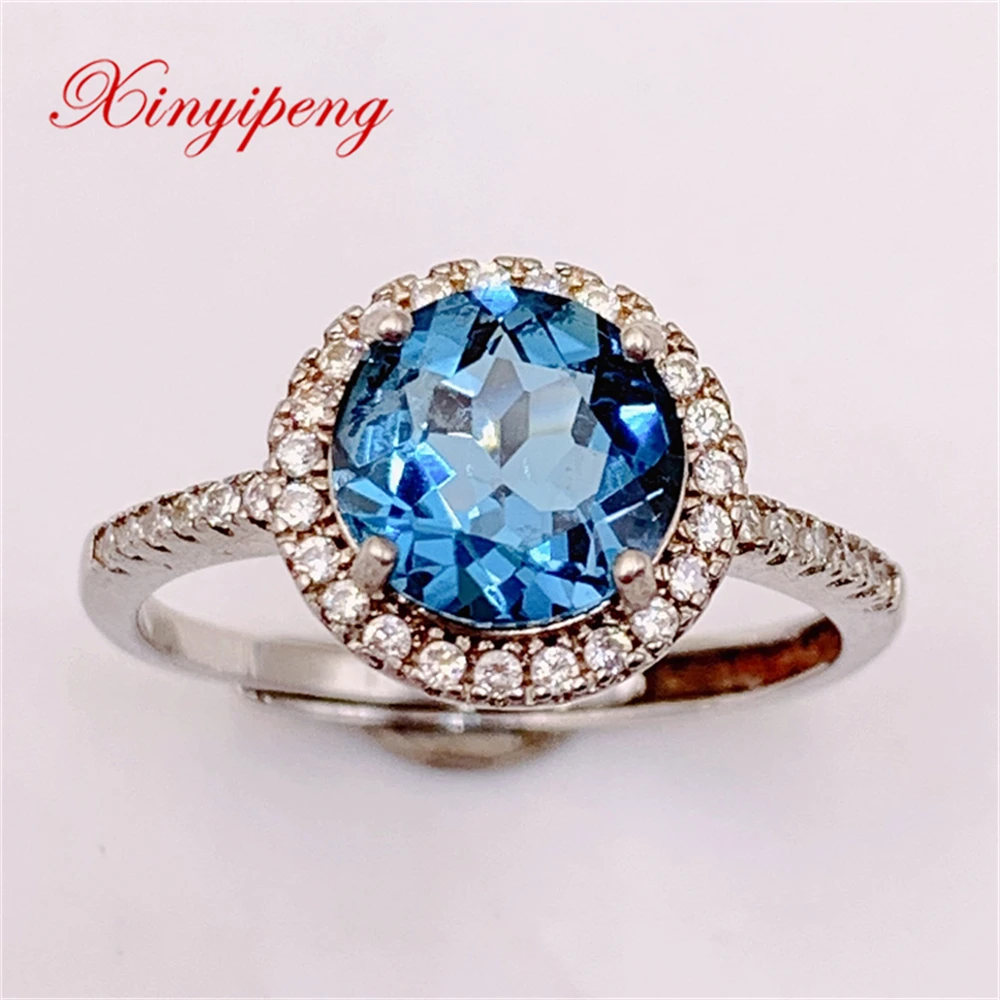 

Xin Yipeng Fine Gemstone Jewelry Real S925 Sterling Silver Inlaid Blue Topaz Rings Anniversary Gift For Women Free Shipping