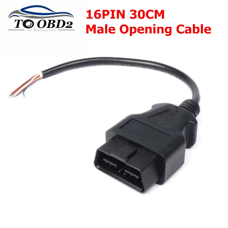 30cm Cable Male to Open End for OBD2 Car Diagnostic Adapter Connector to Extension Adapter male Opening OBD2 Cable