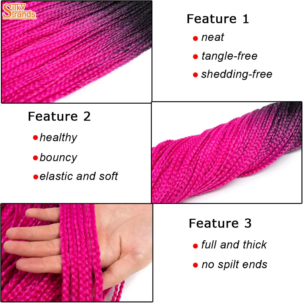 20 Color Crochet Hair Ombre Box Braids 24 Inch Zizi Braiding Hair Pre Stretched Synthetic Hair Extension For Braids Women