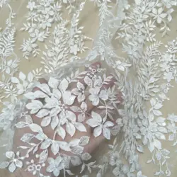 Sequined Lace Fabric for Wedding Dress, Bridal Dress, Sale by Yard, New Arrival