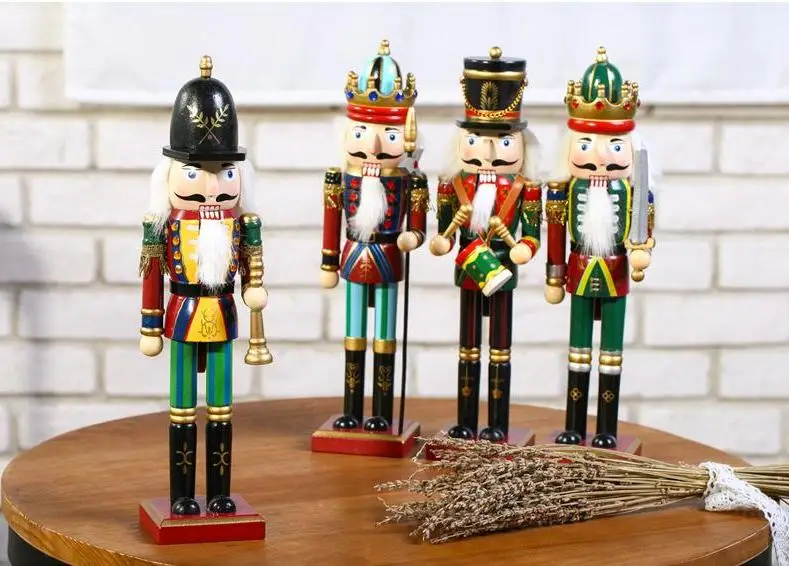 30cm Nutcracker Puppet Soldiers Wooden Figurine Christmas Desktop Decoration Window Showcase Home Decor Christmas Gift Wholesale