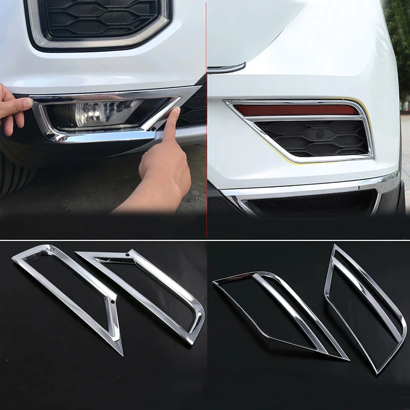 For Volkswagen VW T-Roc 2017 2018 ABS Chrome Car Front Fog Light/Rear Tail Fog Light Lamp Cover Trim