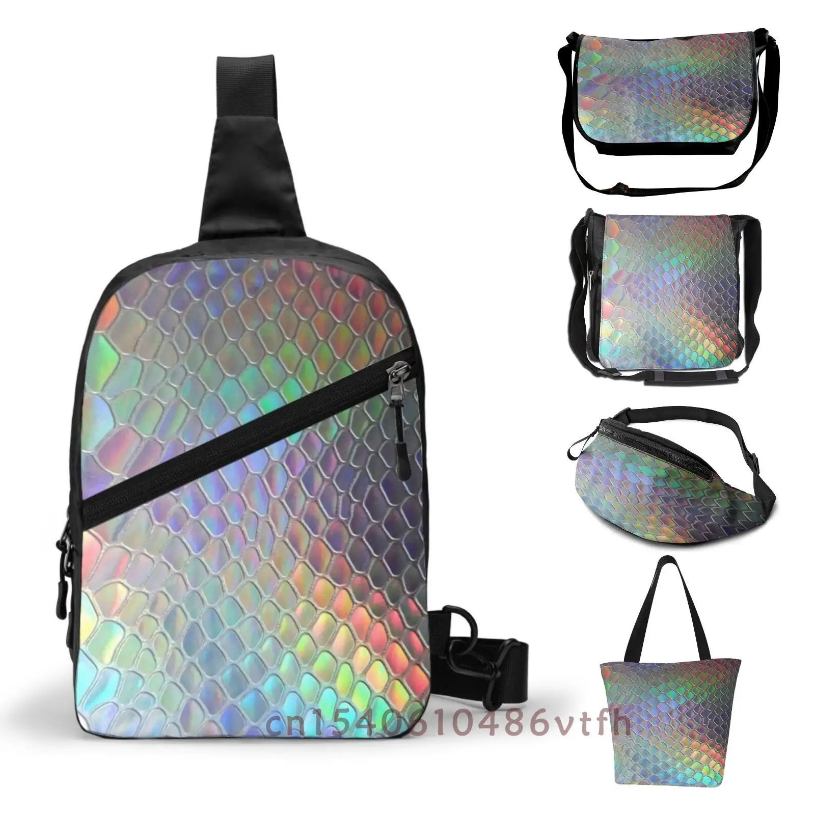 Functional Men Chest Bag Holographic Croc Streetwear Bag Waist Pack Women Black Belt Bag Hip Purse Shoulder Crossbody Bag