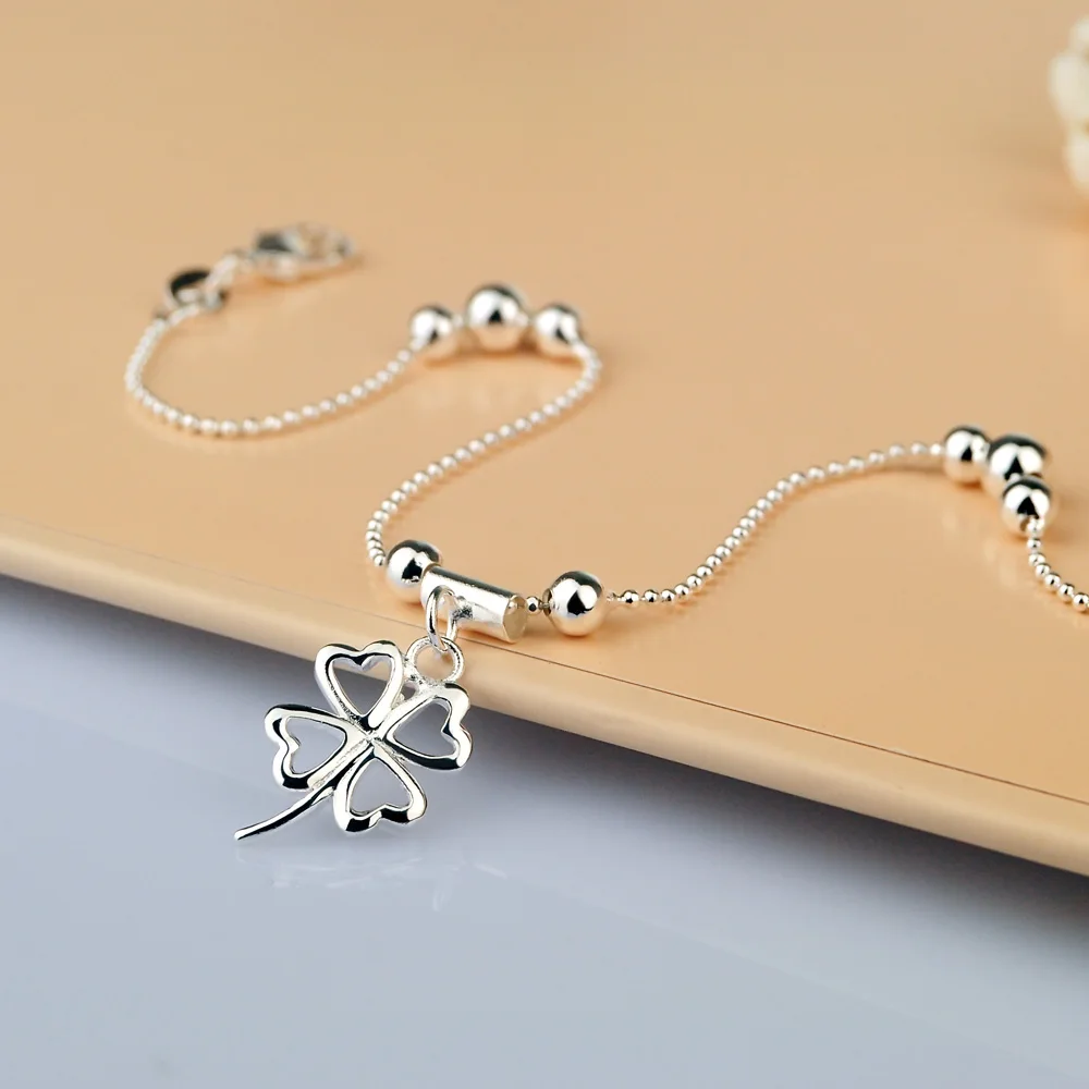 New Foot Anklet 925 Sterling Ladies Silver Anklets Bracelet Chain For Women leaves Pendant Foot Jewelry Package Mail