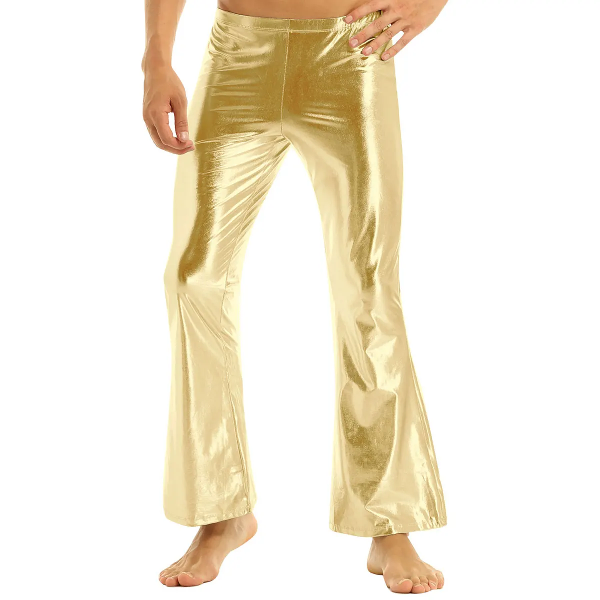 Men Pants Retro Disco Costume Vintage Year 60s 70s Pants with Bell Bottom Flared Long Pants Dude Costume Trousers Show Clubwear