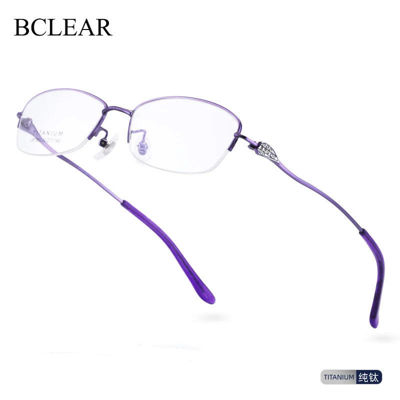 

BCLEAR Vintage Women Eyeglasses Frame Ultra Light-weighted Flexible IP Electronic Plating Titanium Material Rim Glasses Elegant